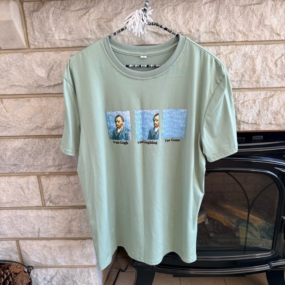 Van Gogh Graphic Green Unisex T-Shirt Medium